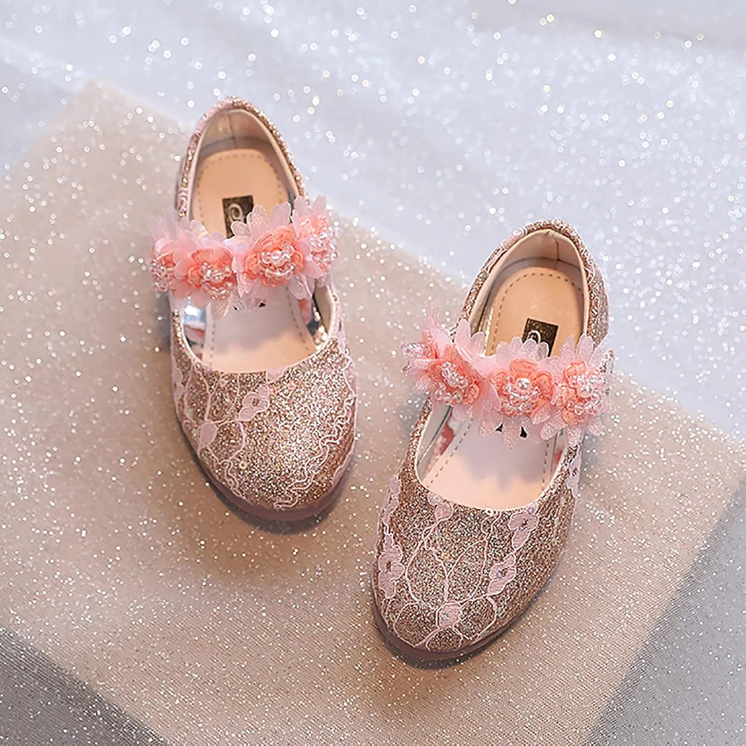 Toddler Flower Girl Dress Shoes Rhinstones Pearls Mary Jane Ballet Flats Wedding Party Toddler Kids Shoes
