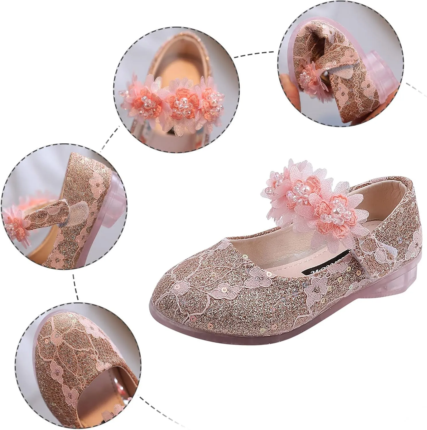 Toddler Flower Girl Dress Shoes Rhinstones Pearls Mary Jane Ballet Flats Wedding Party Toddler Kids Shoes