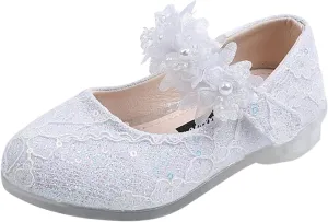 Toddler Flower Girl Dress Shoes Rhinstones Pearls Mary Jane Ballet Flats Wedding Party Toddler Kids Shoes