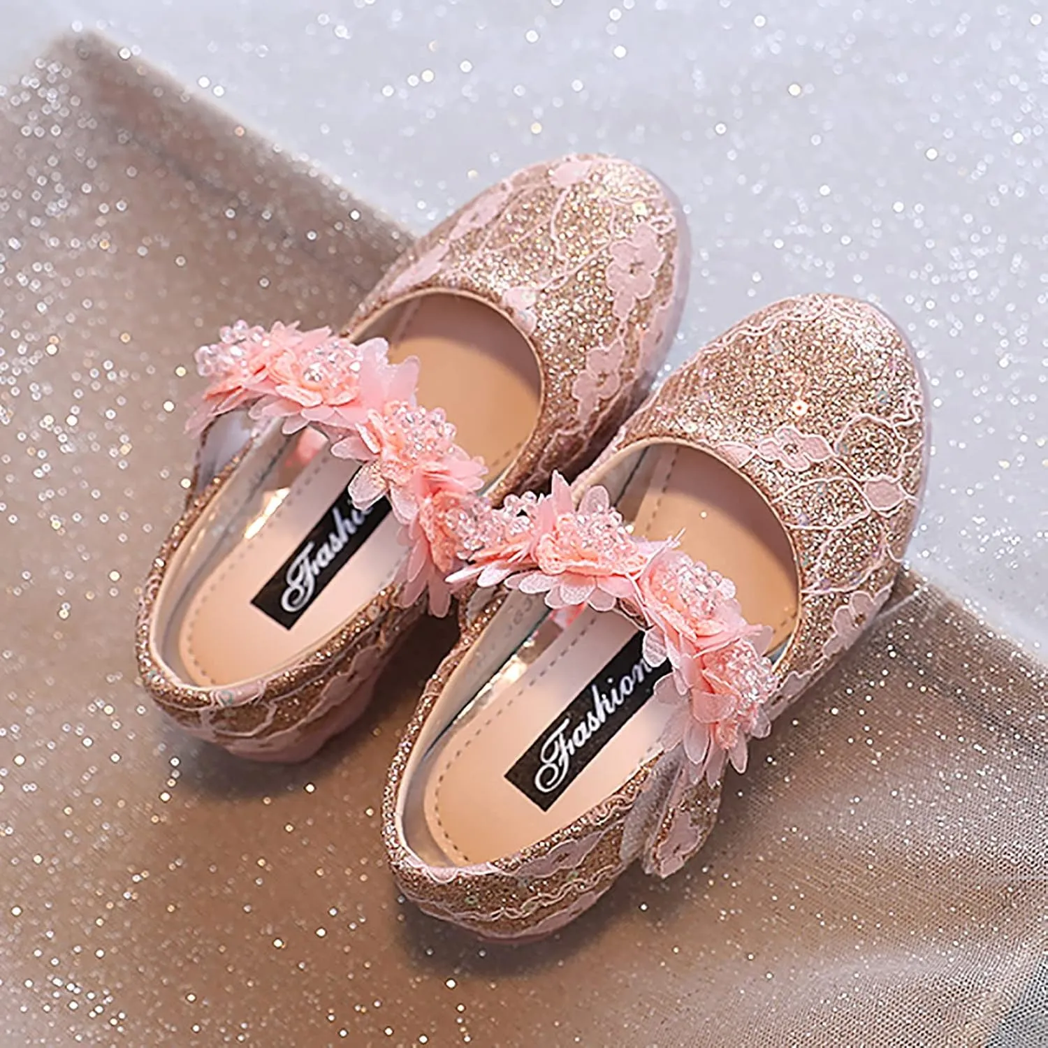 Toddler Flower Girl Dress Shoes Rhinstones Pearls Mary Jane Ballet Flats Wedding Party Toddler Kids Shoes