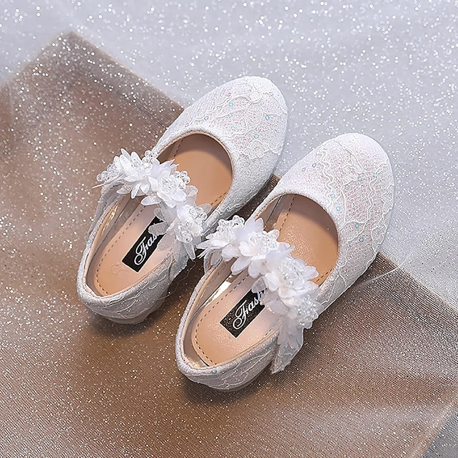 Toddler Flower Girl Dress Shoes Rhinstones Pearls Mary Jane Ballet Flats Wedding Party Toddler Kids Shoes