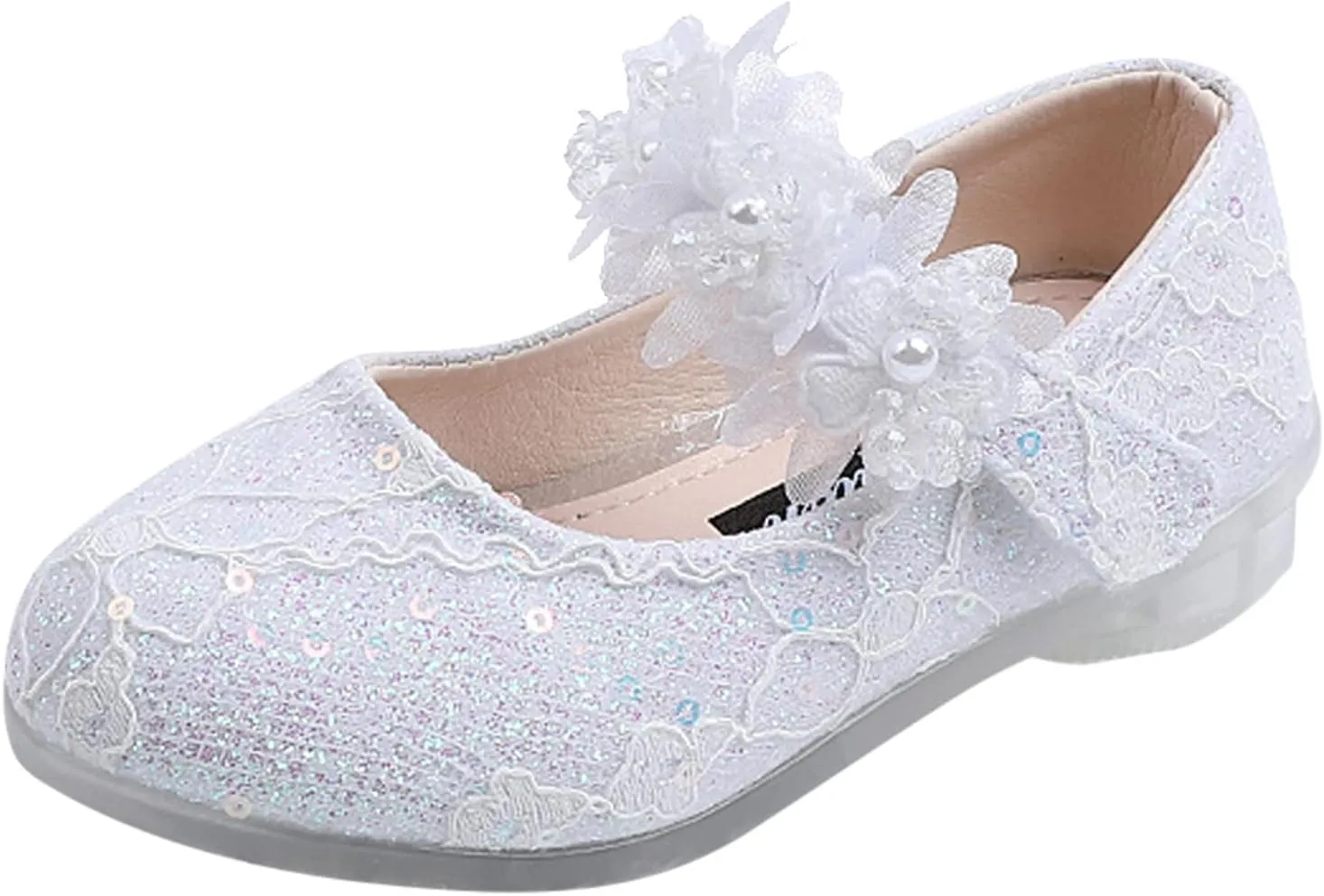 Toddler Flower Girl Dress Shoes Rhinstones Pearls Mary Jane Ballet Flats Wedding Party Toddler Kids Shoes