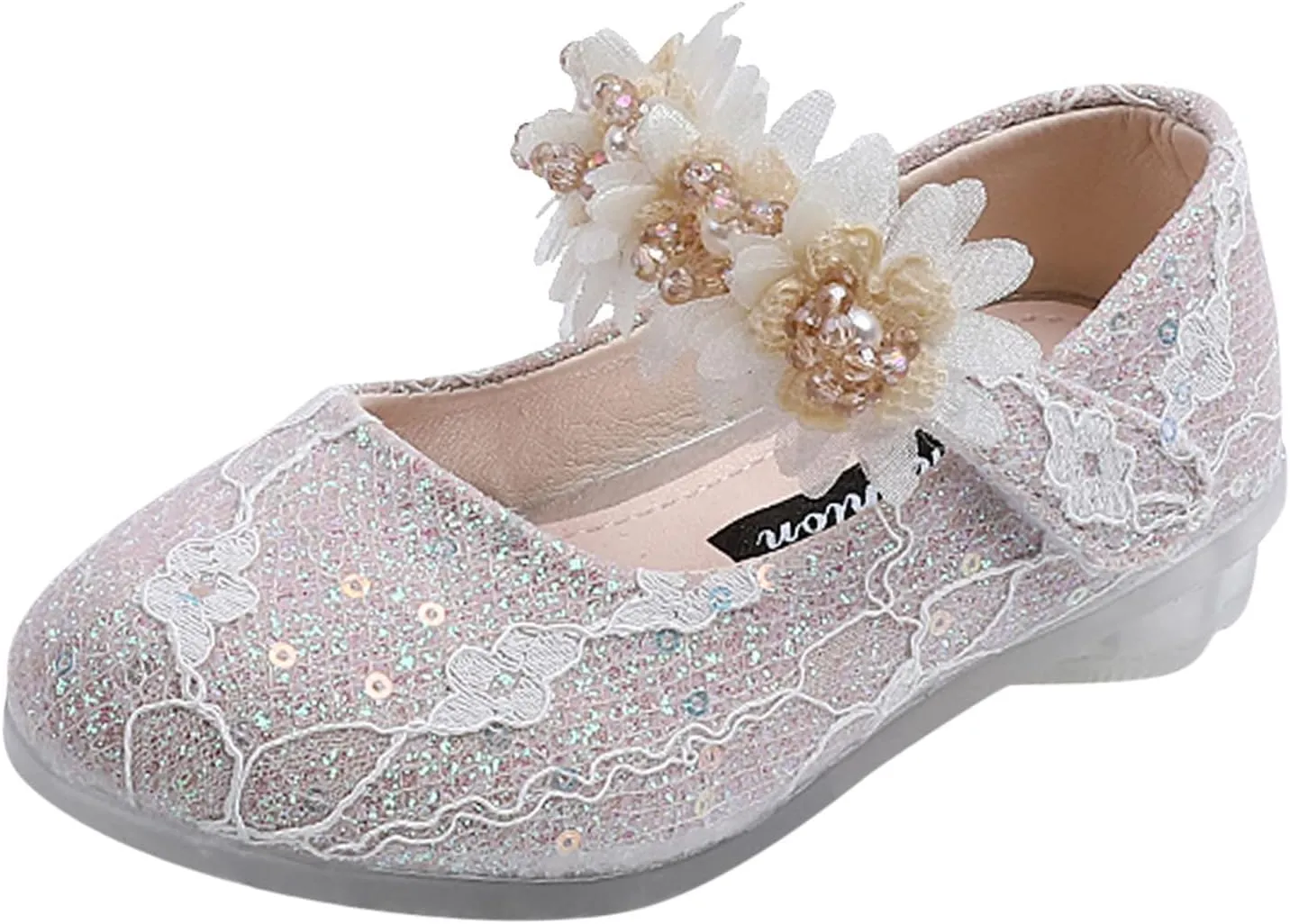Toddler Flower Girl Dress Shoes Rhinstones Pearls Mary Jane Ballet Flats Wedding Party Toddler Kids Shoes