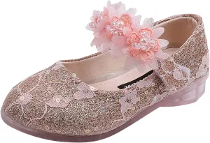 Toddler Flower Girl Dress Shoes Rhinstones Pearls Mary Jane Ballet Flats Wedding Party Toddler Kids Shoes