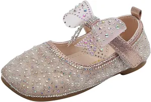 Toddler Girls Dress Shoes Cute Bowknot Sparkle Mary Jane Shoes Flower Girl Shoes for Weeding Birthday Party Prom