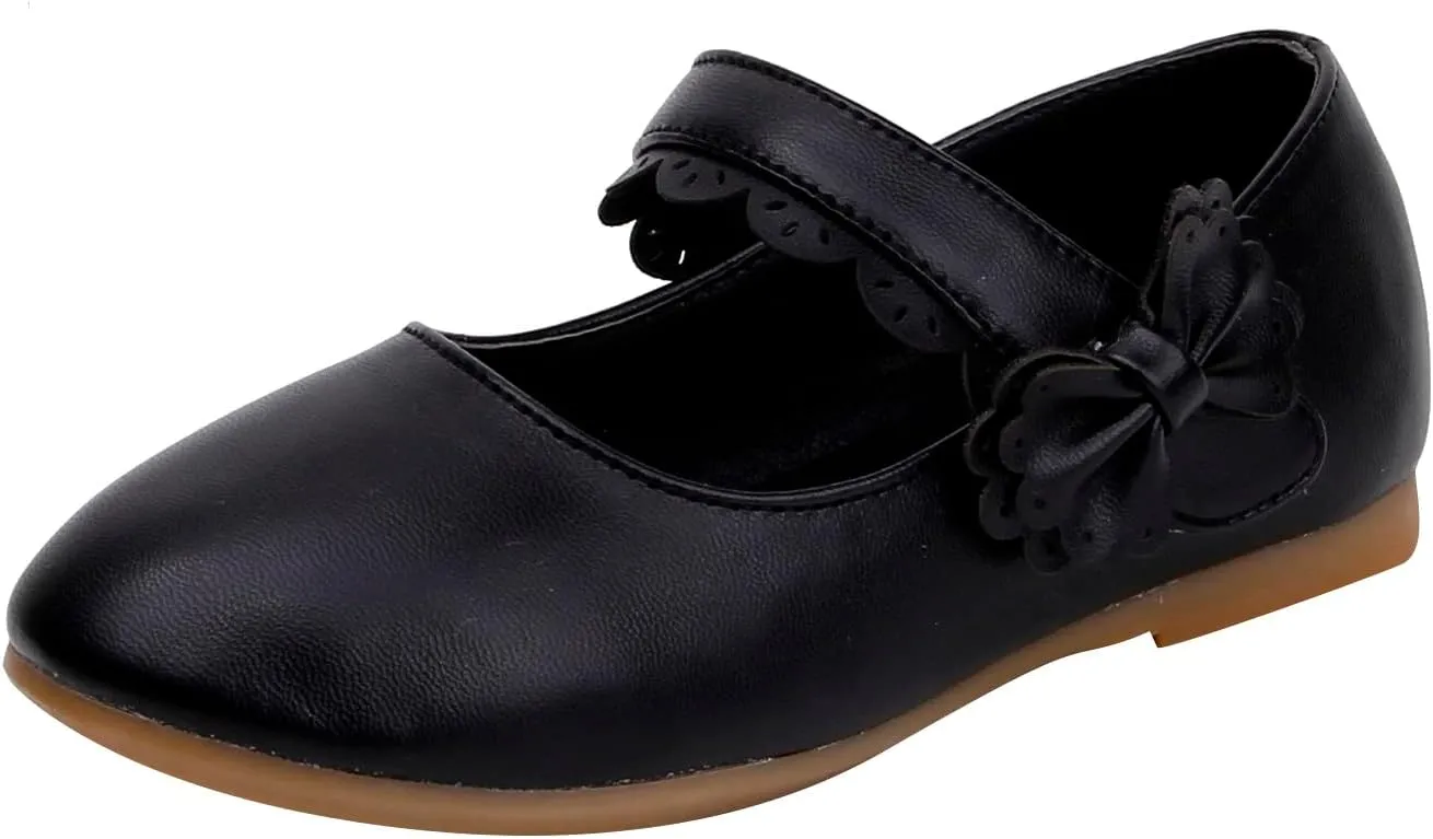 Toddler Girls Dress Shoes Flower Girl Little Kids Mary Jane Ballet Flats Bow Wedding School Party Communion Shoes