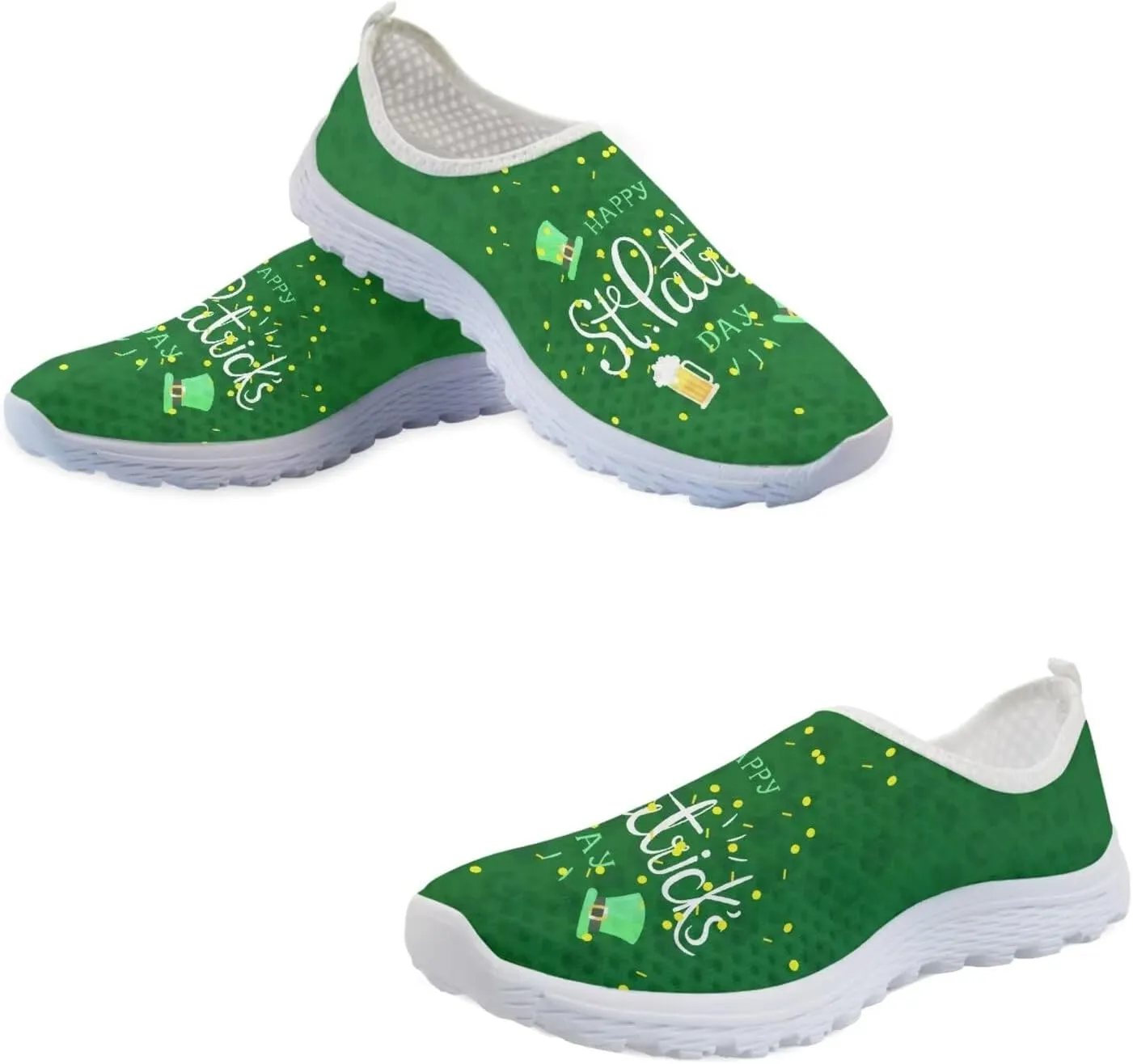Upetstory Saint Patricks Day Shoes for Women Slip On Shoes Walking Running Sneakers