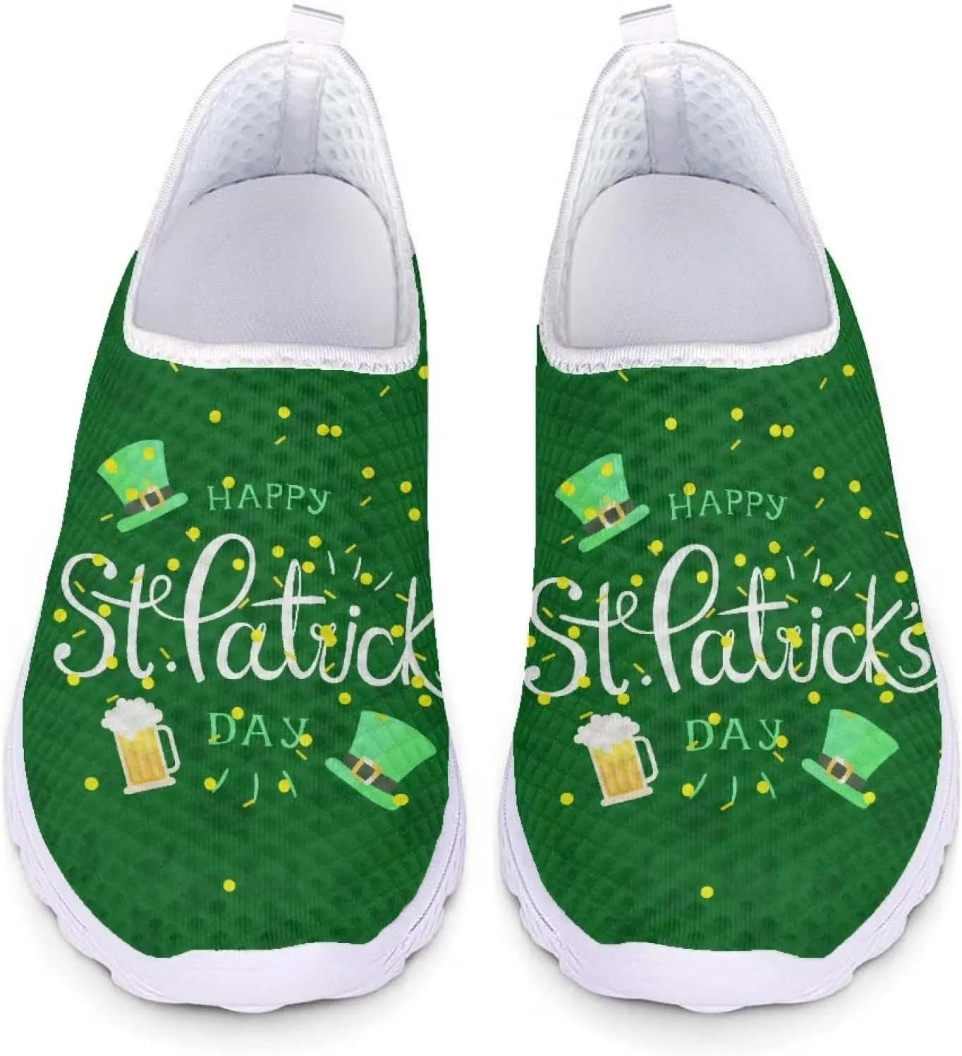 Upetstory Saint Patricks Day Shoes for Women Slip On Shoes Walking Running Sneakers