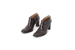 Vintage Italian 90s Mock Croc 'Loafer' Ankle Boots ~ Euro 38