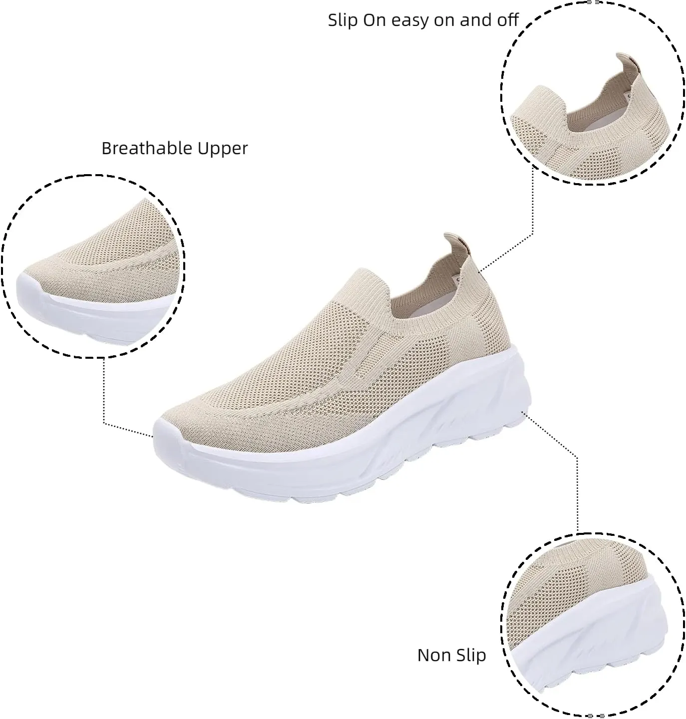 Walking Shoes Women Slip On Sneakers Casual Comfortable Mesh Breathable Tennis Shoes Non Slip Workout Athletic Shoes
