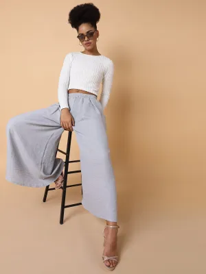 Women Grey Comfort Loose Fit Parallel Trousers
