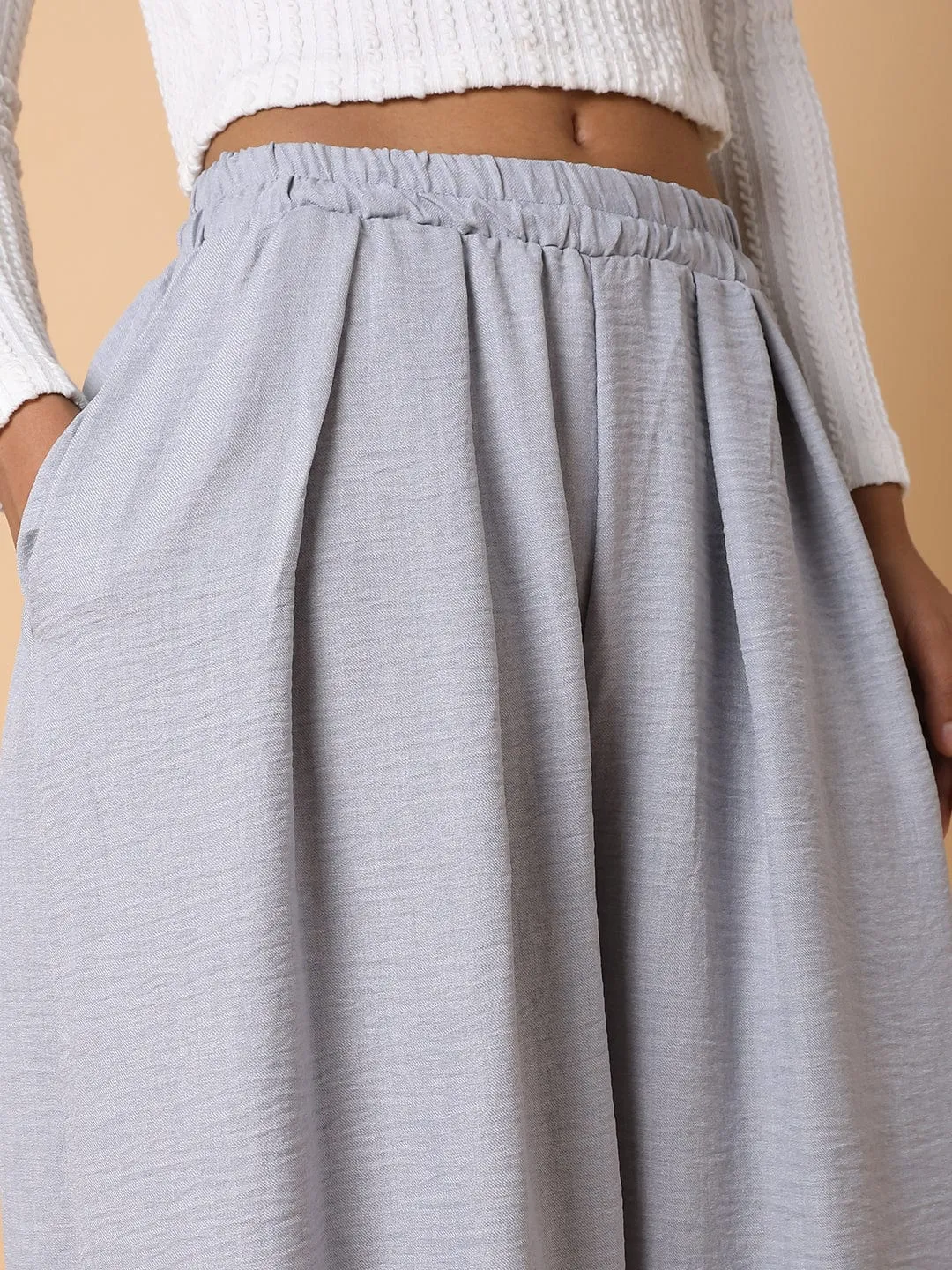 Women Grey Comfort Loose Fit Parallel Trousers