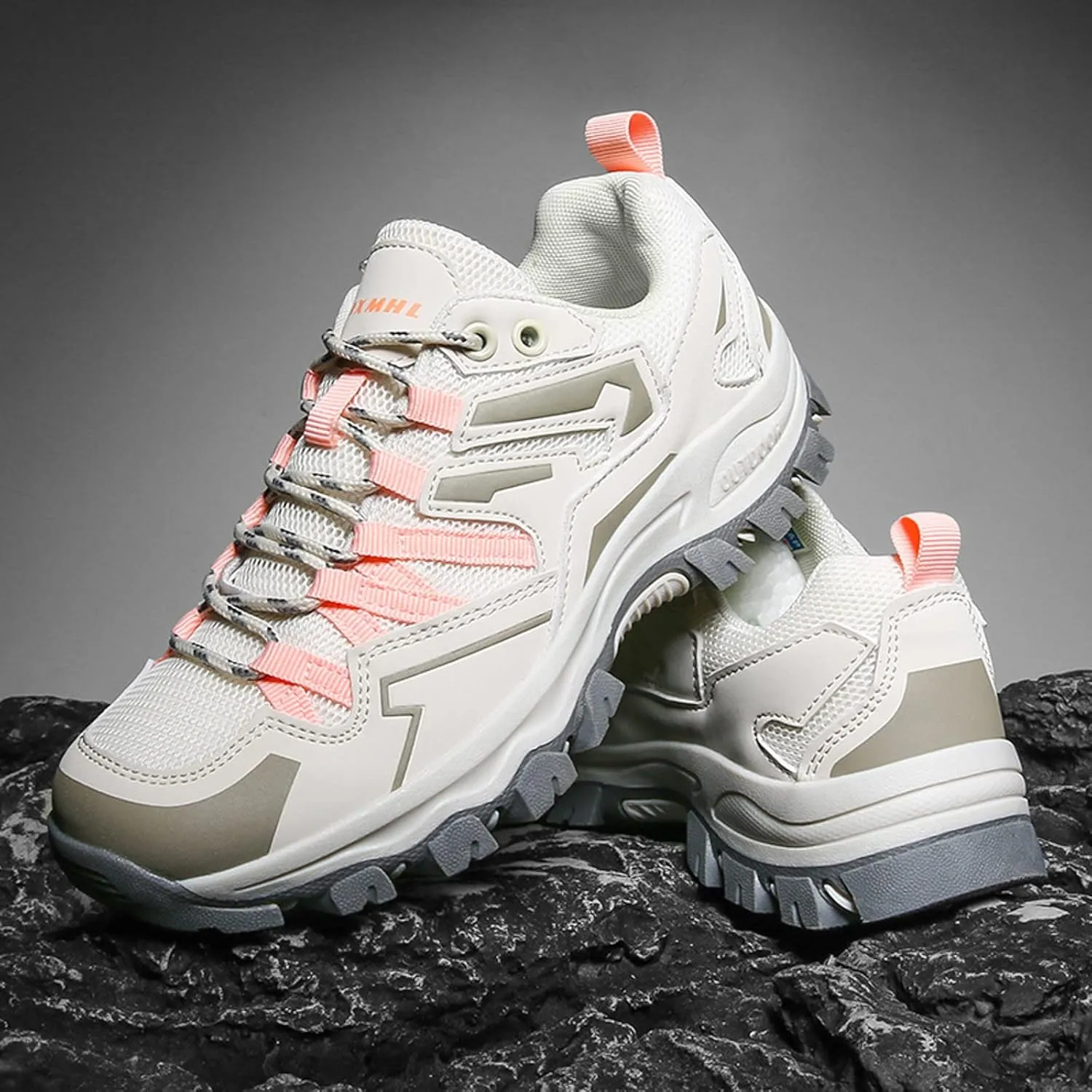 Women Sneakers Fashion Summer New Pattern Comfortable Thick Sole Lace Up Non Slip Couple Women Workout Shoes (Pink, 7.5)