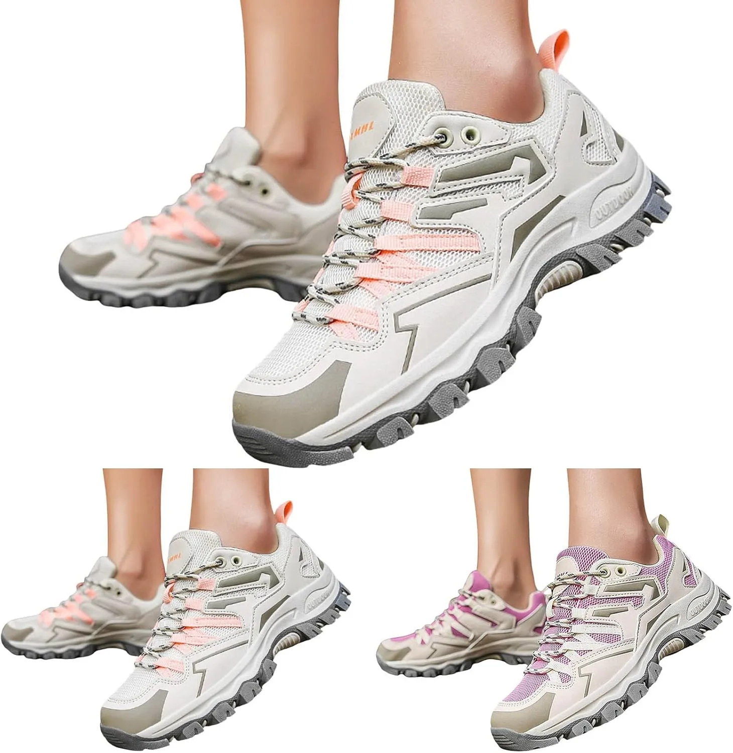 Women Sneakers Fashion Summer New Pattern Comfortable Thick Sole Lace Up Non Slip Couple Women Workout Shoes (Pink, 7.5)