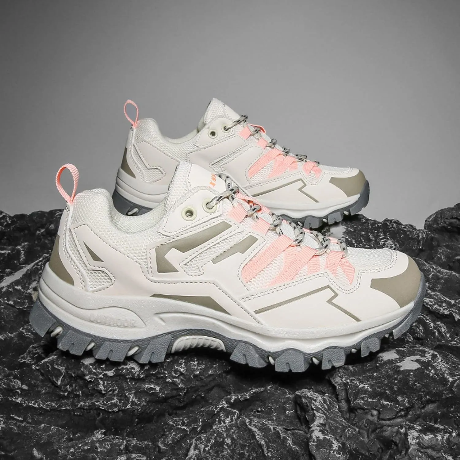 Women Sneakers Fashion Summer New Pattern Comfortable Thick Sole Lace Up Non Slip Couple Women Workout Shoes (Pink, 7.5)