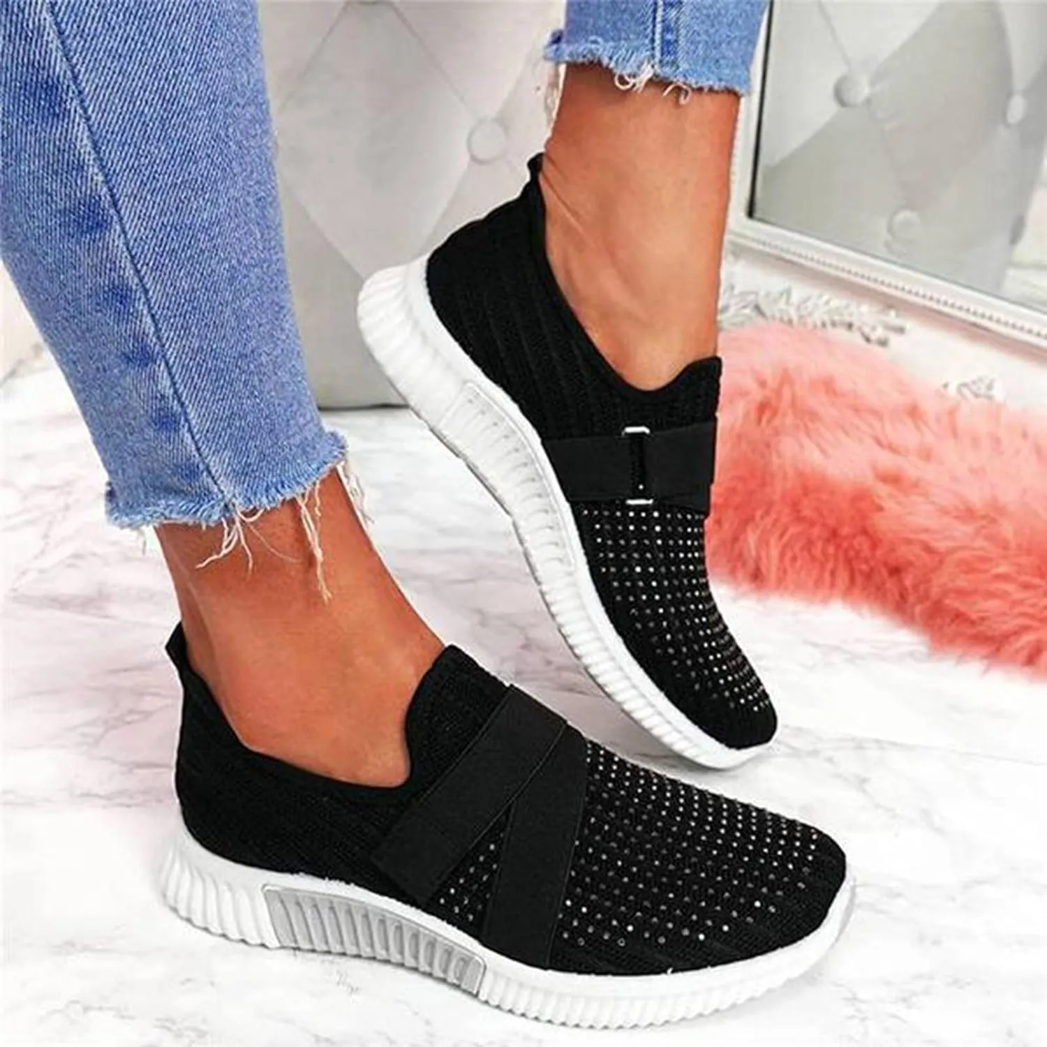Women Ultral Brethable Shoes with Adjustable Strap,Womens Summer Lightweight Walking Sneakers with Arch Support,Long Standing Friendly Shoes for Daily Work and Travel,Non Slip Hiking Shoe Indoor