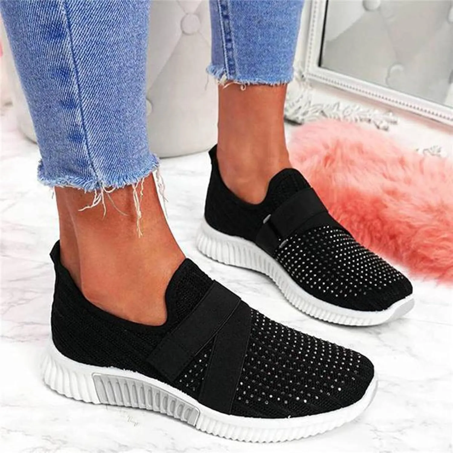 Women Ultral Brethable Shoes with Adjustable Strap,Womens Summer Lightweight Walking Sneakers with Arch Support,Long Standing Friendly Shoes for Daily Work and Travel,Non Slip Hiking Shoe Indoor