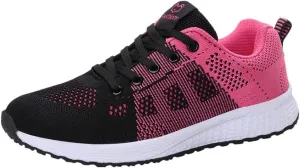Womens Lace Up Running Shoes Non Slip Walking Shoes Slip On Shoes Women Mesh Ladies Casual Shoes Black Sneakers Red Tennis Shoe Cross Trainer Shoe