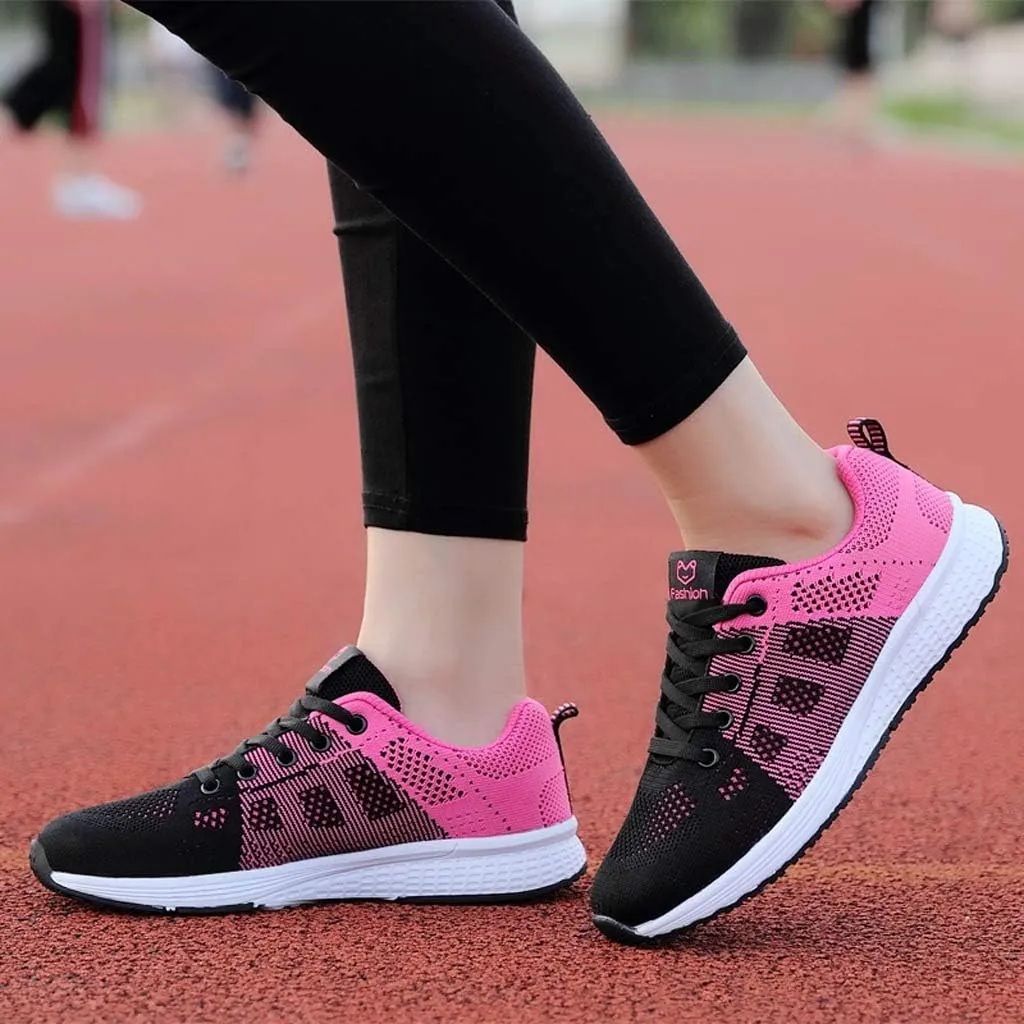 Womens Lace Up Running Shoes Non Slip Walking Shoes Slip On Shoes Women Mesh Ladies Casual Shoes Black Sneakers Red Tennis Shoe Cross Trainer Shoe