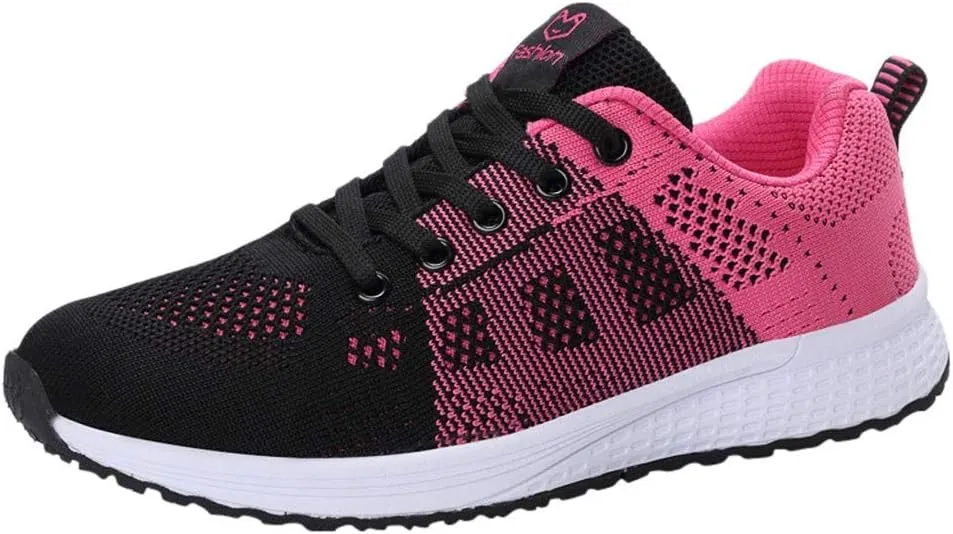 Womens Lace Up Running Shoes Non Slip Walking Shoes Slip On Shoes Women Mesh Ladies Casual Shoes Black Sneakers Red Tennis Shoe Cross Trainer Shoe