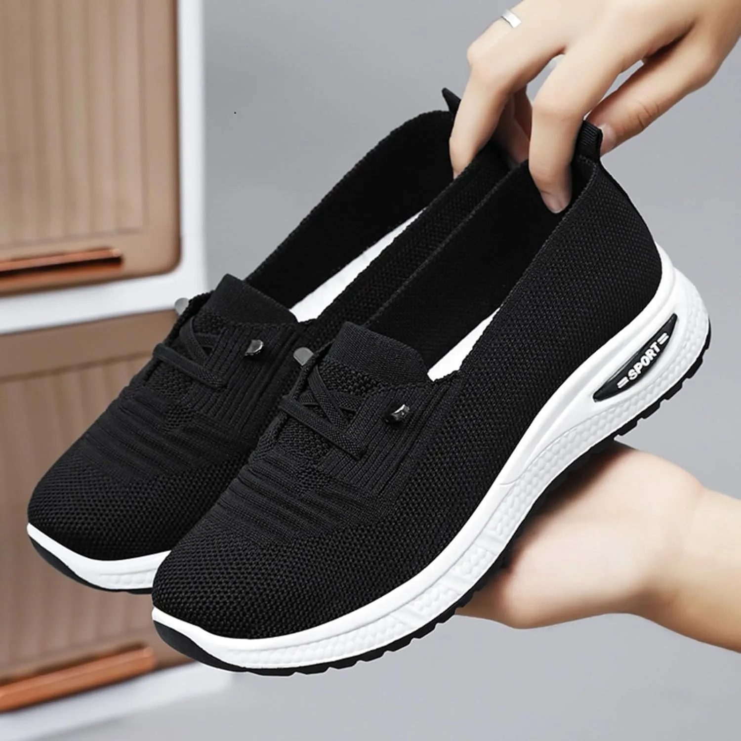 Womens Slip On Tennis Running Shoes Non Slip Fashion Sneakers Mesh Walking Shoes Gym Workout Breathable Work Shoes Comfortable Women's Athletic Shoes Lightweight