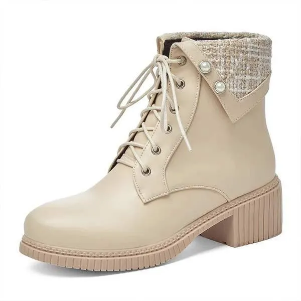 Women's Strap-Adorned Short Boots With Chunky Martin Heels