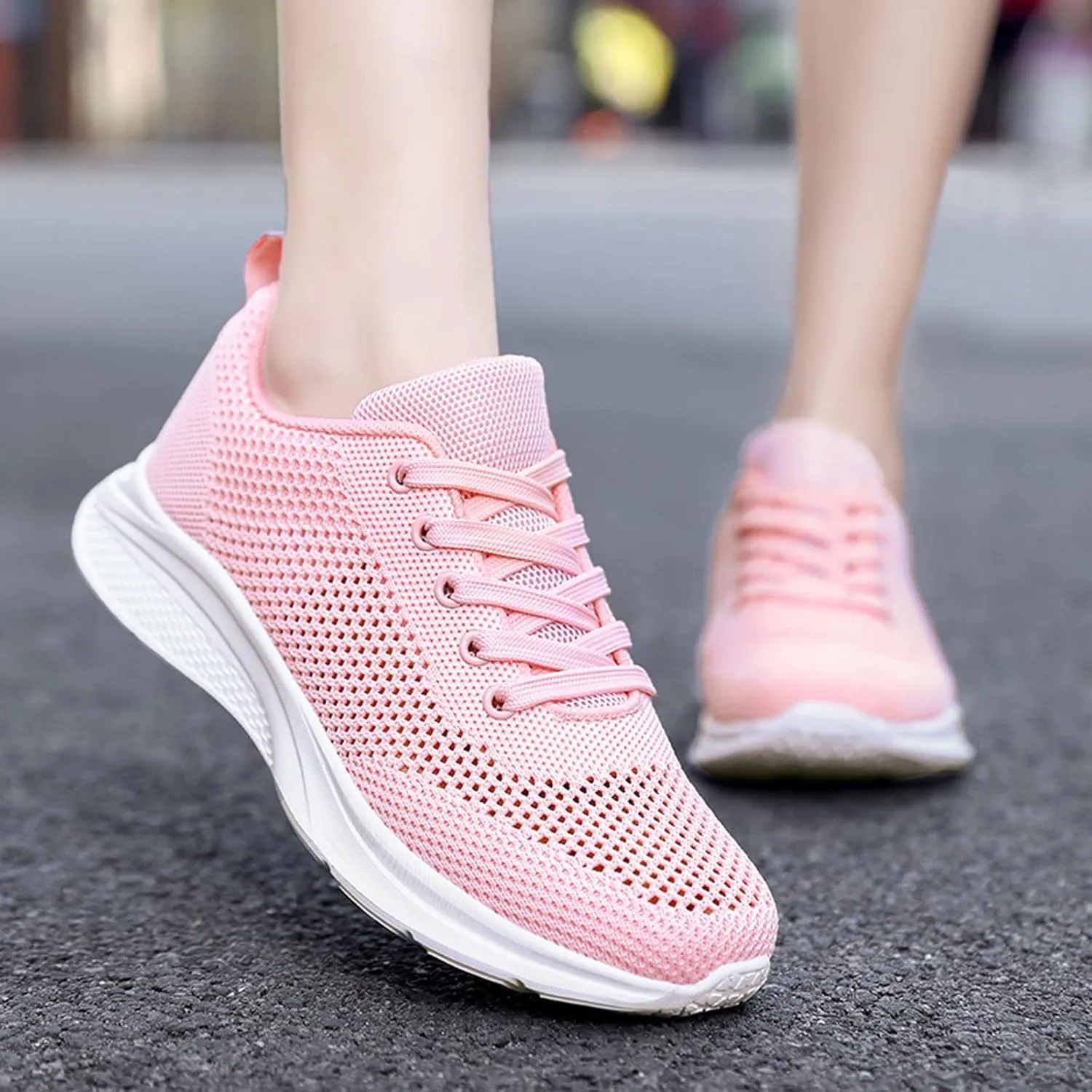 Womens Walking Shoes Lace Up Lightweight Memory Foam Cheer Mens Running Shoes Sports Shoes Casual Slip On Sneakers Platform Tennis Shoe Trainers Shoe