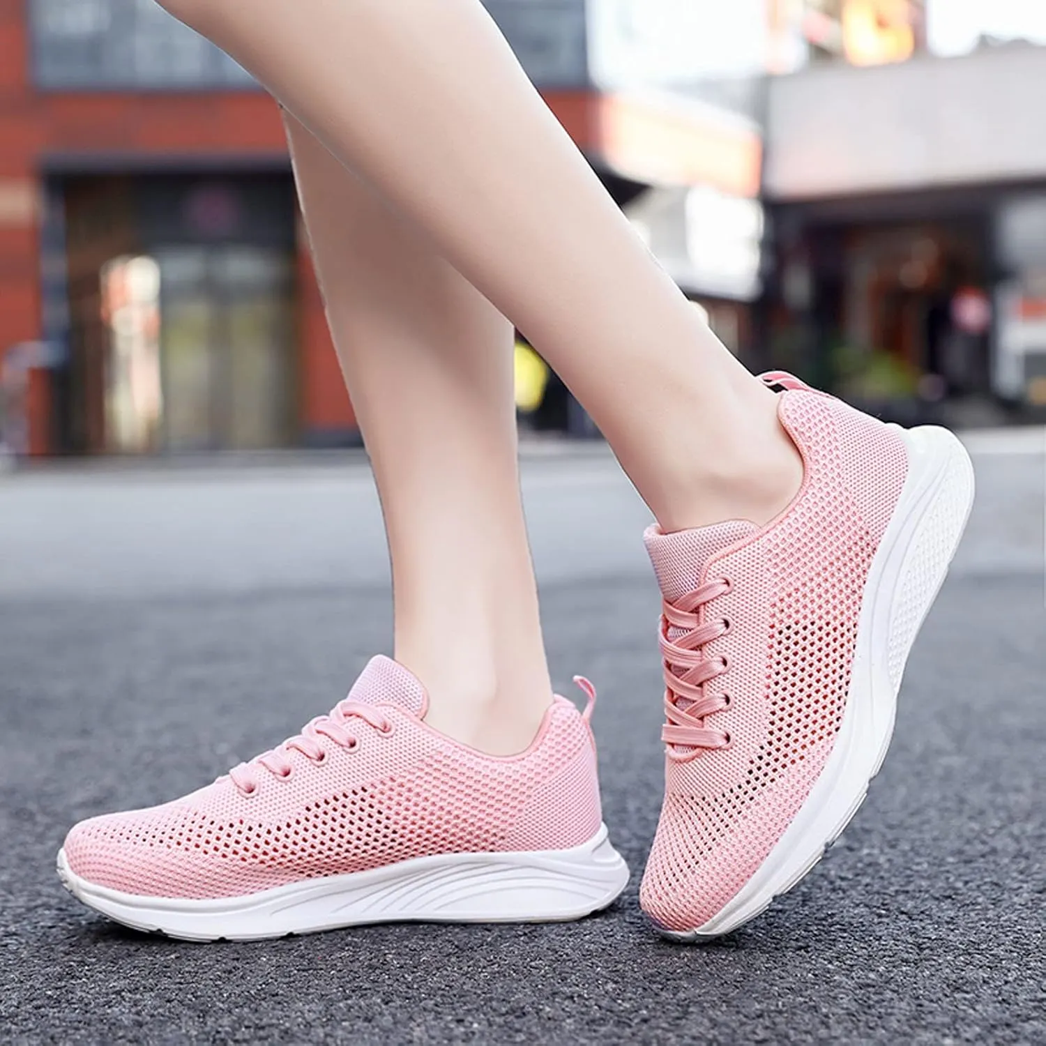 Womens Walking Shoes Lace Up Lightweight Memory Foam Cheer Mens Running Shoes Sports Shoes Casual Slip On Sneakers Platform Tennis Shoe Trainers Shoe