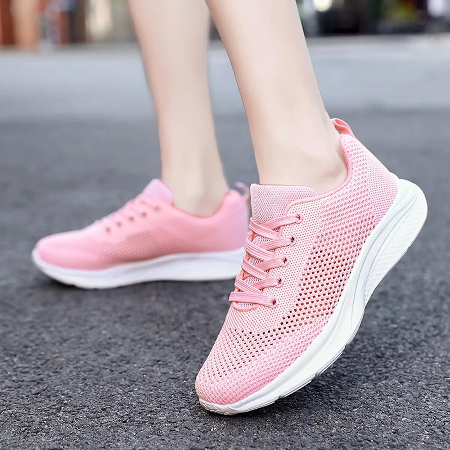 Womens Walking Shoes Lace Up Lightweight Memory Foam Cheer Mens Running Shoes Sports Shoes Casual Slip On Sneakers Platform Tennis Shoe Trainers Shoe